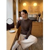 image:imageSidefeel Womens Ruffle Mock Neck Pullover SweatersCoffee