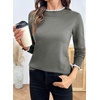 image:imageSidefeel Womens Ruffle Mock Neck Pullover SweatersMedium Grey
