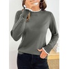 image:imageSidefeel Womens Ruffle Mock Neck Pullover SweatersMedium Grey