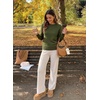 image:imageSidefeel Womens Ruffle Mock Neck Pullover SweatersVineyard Green