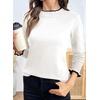 image:imageSidefeel Womens Ruffle Mock Neck Pullover SweatersWhite