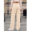 image:imageSidefeel Womens Wide Leg Corduroy Pants High Waitsed Elastic Waist TrousersBeige