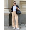 image:imageSidefeel Womens Wide Leg Corduroy Pants High Waitsed Elastic Waist TrousersBeige