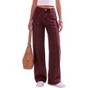 image:imageSidefeel Womens High Waisted Jeans Loose Fit Wide Leg Denim PantsBurgundy
