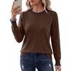 image:imageSidefeel Womens Ruffle Mock Neck Pullover SweatersCoffee