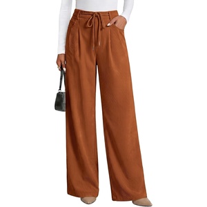 image:imageSidefeel Corduroy Pants Women Wide Leg High Waisted Drawstring Baggy PantsCaramel Orange