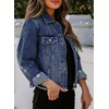 image:imageSidefeel Denim Jacket for Women Cropped Jean Jacket Trendy ShacketA 1 Blue