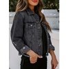 image:imageSidefeel Denim Jacket for Women Cropped Jean Jacket Trendy ShacketA Black