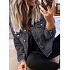 image:imageSidefeel Denim Jacket for Women Cropped Jean Jacket Trendy ShacketA Black