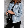 image:imageSidefeel Denim Jacket for Women Cropped Jean Jacket Trendy ShacketA Sky Blue