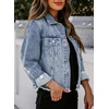 image:imageSidefeel Denim Jacket for Women Cropped Jean Jacket Trendy ShacketA Sky Blue
