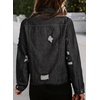 image:imageSidefeel Denim Jacket for Women Cropped Jean Jacket Trendy ShacketDeep Black