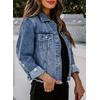 image:imageSidefeel Denim Jacket for Women Cropped Jean Jacket Trendy ShacketIceland Blue
