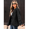 image:imageSidefeel Denim Jacket for Women Oversized Ruffle Jean Jacket ShacketBlack