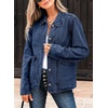 image:imageSidefeel Denim Jacket for Women Oversized Ruffle Jean Jacket ShacketDark Blue