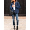 image:imageSidefeel Denim Jacket for Women Oversized Ruffle Jean Jacket ShacketDark Blue