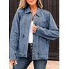 image:imageSidefeel Denim Jacket for Women Oversized Ruffle Jean Jacket ShacketIceland Blue