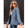 image:imageSidefeel Denim Jacket for Women Oversized Ruffle Jean Jacket ShacketIceland Blue