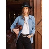 image:imageSidefeel Denim Jacket for Women Oversized Ruffle Jean Jacket ShacketIceland Blue