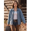 image:imageSidefeel Denim Jacket for Women Oversized Ruffle Jean Jacket ShacketIceland Blue