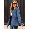 image:imageSidefeel Denim Jacket for Women Oversized Ruffle Jean Jacket ShacketLight Blue
