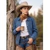 image:imageSidefeel Denim Jacket for Women Oversized Ruffle Jean Jacket ShacketLight Blue