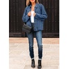 image:imageSidefeel Denim Jacket for Women Oversized Ruffle Jean Jacket ShacketLight Blue