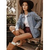 image:imageSidefeel Denim Jacket for Women Oversized Ruffle Jean Jacket ShacketMyosotis