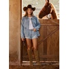 image:imageSidefeel Denim Jacket for Women Oversized Ruffle Jean Jacket ShacketMyosotis