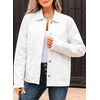 image:imageSidefeel Denim Jacket for Women Oversized Ruffle Jean Jacket ShacketWhite