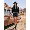 image:imageSidefeel Women Denim Shirts Oversized Long Sleeve Button Down Blouse TopBlack