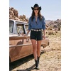 image:imageSidefeel Women Denim Shirts Oversized Long Sleeve Button Down Blouse TopBlue