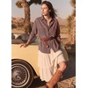 image:imageSidefeel Women Denim Shirts Oversized Long Sleeve Button Down Blouse TopBrown