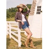 image:imageSidefeel Women Denim Shirts Oversized Long Sleeve Button Down Blouse TopBrown