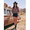 image:imageSidefeel Women Denim Shirts Oversized Long Sleeve Button Down Blouse TopBrown
