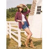 image:imageSidefeel Women Denim Shirts Oversized Long Sleeve Button Down Blouse TopBurgundy
