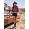 image:imageSidefeel Women Denim Shirts Oversized Long Sleeve Button Down Blouse TopBurgundy