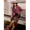 image:imageSidefeel Women Denim Shirts Oversized Long Sleeve Button Down Blouse TopBurgundy