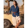 image:imageSidefeel Women Denim Shirts Oversized Long Sleeve Button Down Blouse TopDark Blue