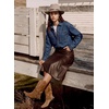 image:imageSidefeel Women Denim Shirts Oversized Long Sleeve Button Down Blouse TopDark Blue