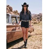image:imageSidefeel Women Denim Shirts Oversized Long Sleeve Button Down Blouse TopGray
