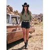 image:imageSidefeel Women Denim Shirts Oversized Long Sleeve Button Down Blouse TopGreen