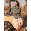 image:imageSidefeel Women Denim Shirts Oversized Long Sleeve Button Down Blouse TopGreen