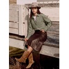 image:imageSidefeel Women Denim Shirts Oversized Long Sleeve Button Down Blouse TopGreen