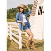 image:imageSidefeel Women Denim Shirts Oversized Long Sleeve Button Down Blouse TopLight Blue