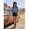 image:imageSidefeel Women Denim Shirts Oversized Long Sleeve Button Down Blouse TopLight Blue