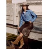 image:imageSidefeel Women Denim Shirts Oversized Long Sleeve Button Down Blouse TopLight Blue