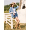 image:imageSidefeel Women Denim Shirts Oversized Long Sleeve Button Down Blouse TopSky Blue