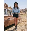 image:imageSidefeel Women Denim Shirts Oversized Long Sleeve Button Down Blouse TopSky Blue