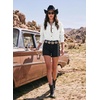image:imageSidefeel Women Denim Shirts Oversized Long Sleeve Button Down Blouse TopWhite